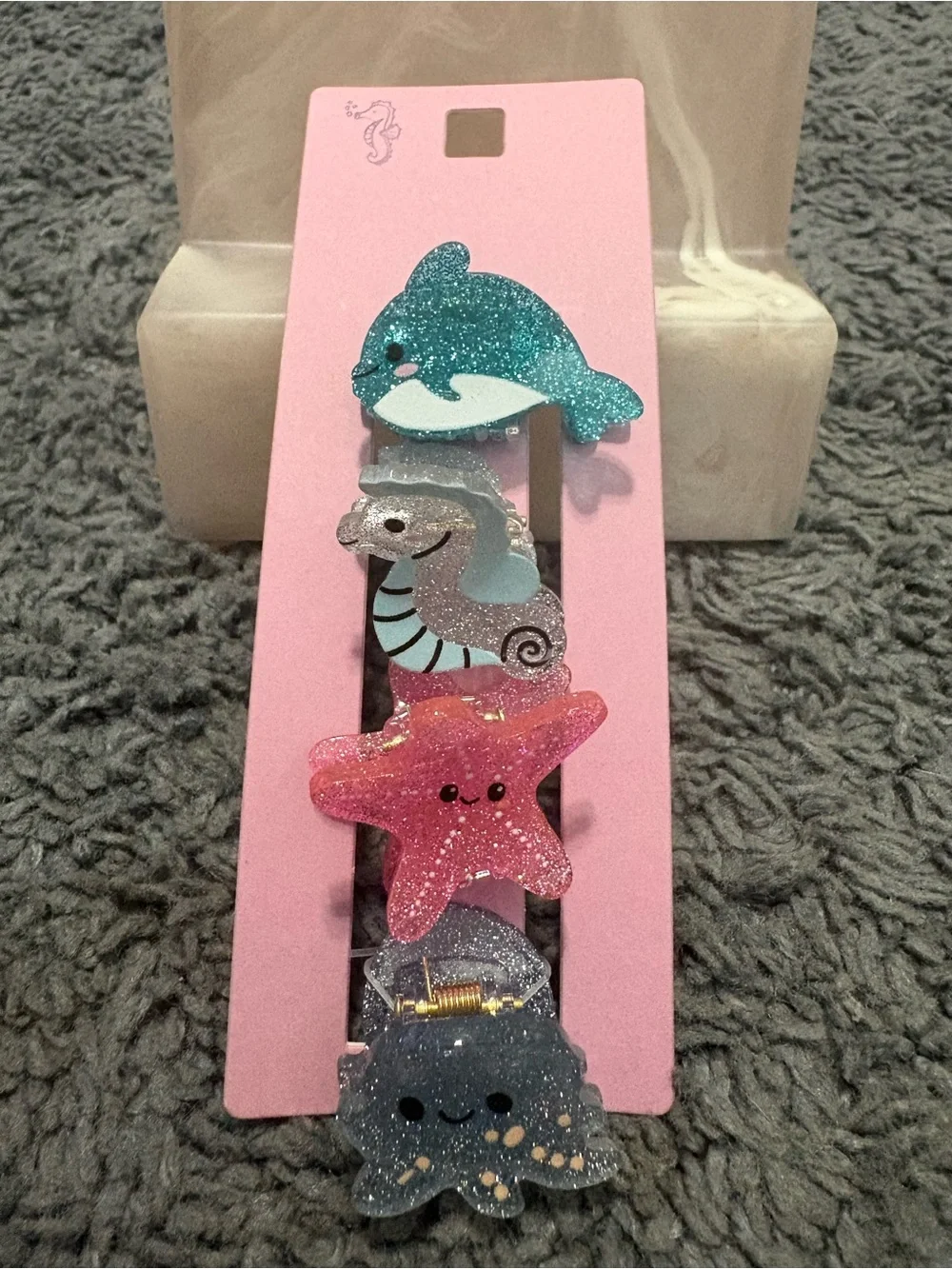 NWT sea animal designed hair claw clips - dolphin, sea horse, starfish, octopus